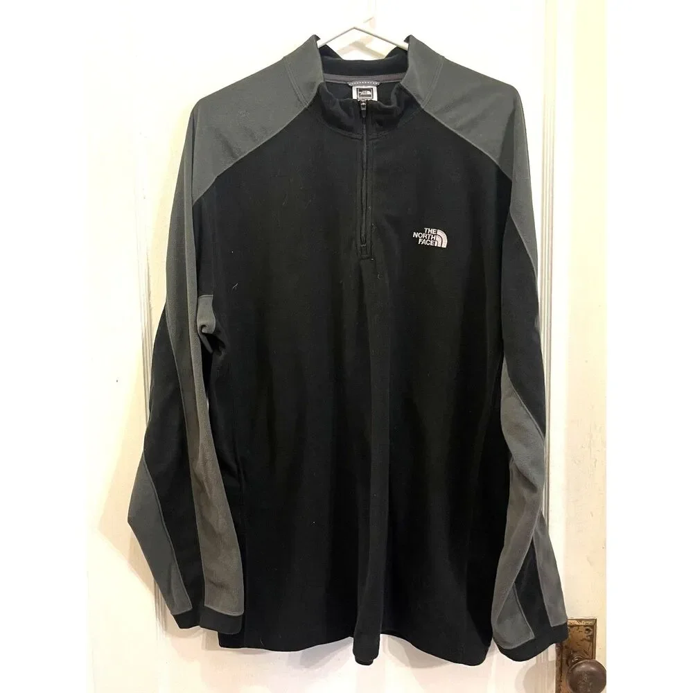 THE NORTH FACE Black Gray 1/4 Zip Up Active Hiking Jacket   Mens Size XL
